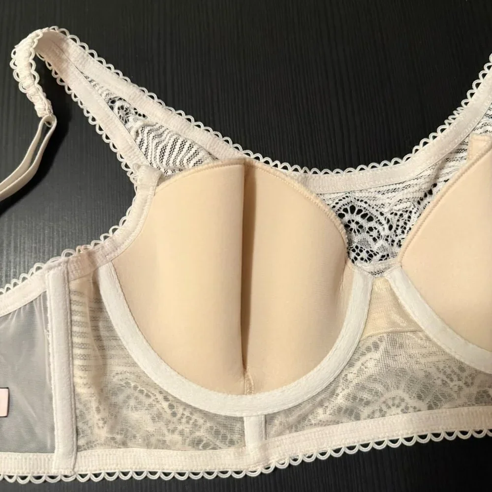 NWT Victoria's Secret Women's White and Tan Bralette Size: 32D - Picture 8 of 11